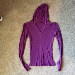 Eastern Mountain Sports Fuchsia Hooded Long Sleeve T Size S